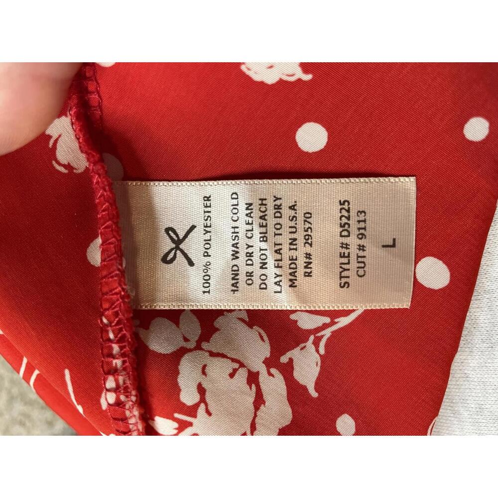 Everly | Anthropology Red Floral Dress Size L Made in USA - Picture 9 of 9